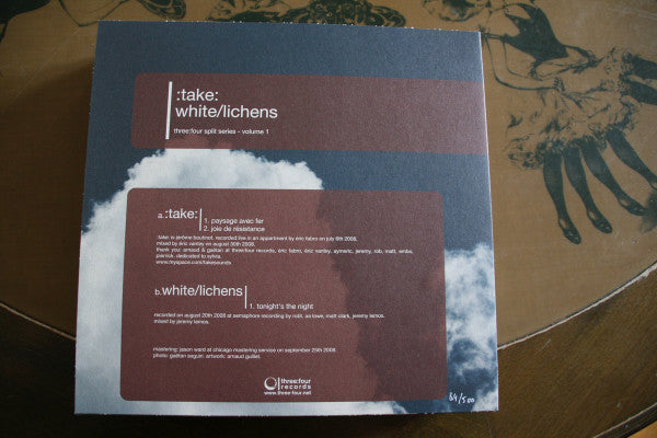 :take: / White/Lichens : Three:Four Split Series - Volume 1 (10", Ltd, Num)