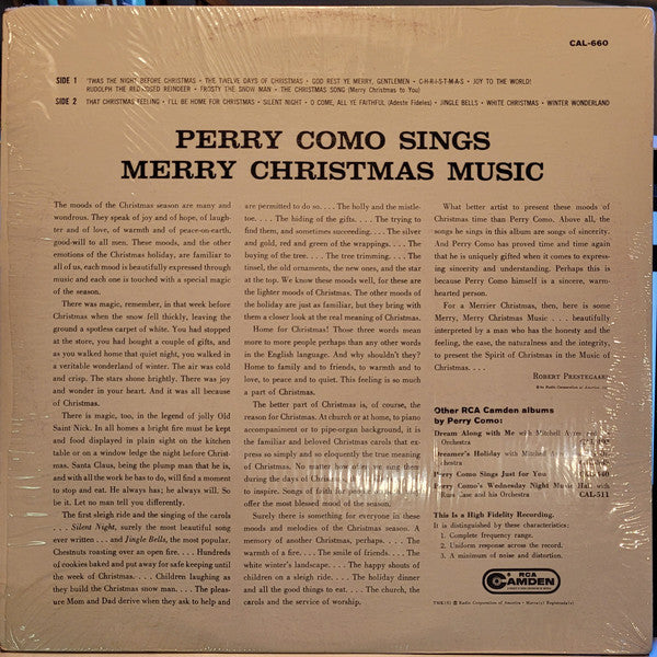 Perry Como : Perry Como Sings Merry Christmas Music (LP, Album, Mono, Hol)