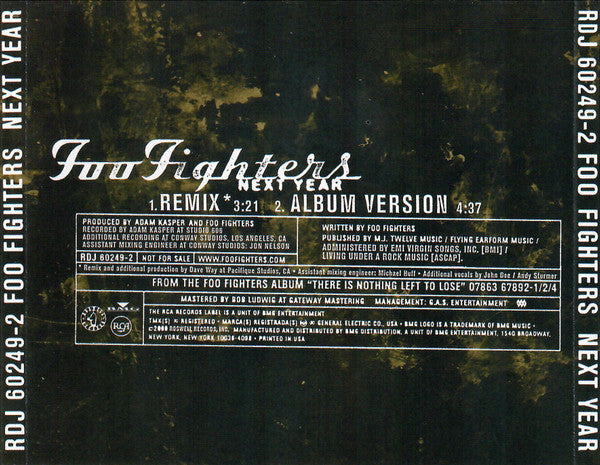 Foo Fighters : Next Year (CD, Single, Promo)
