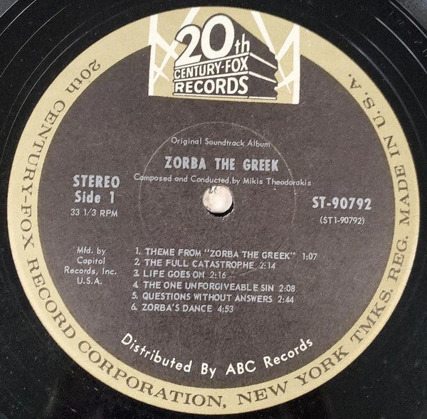 Mikis Theodorakis : Zorba The Greek (Original Soundtrack) (LP, Album, Club)