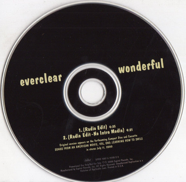 Everclear : Wonderful (CD, Single, Promo)
