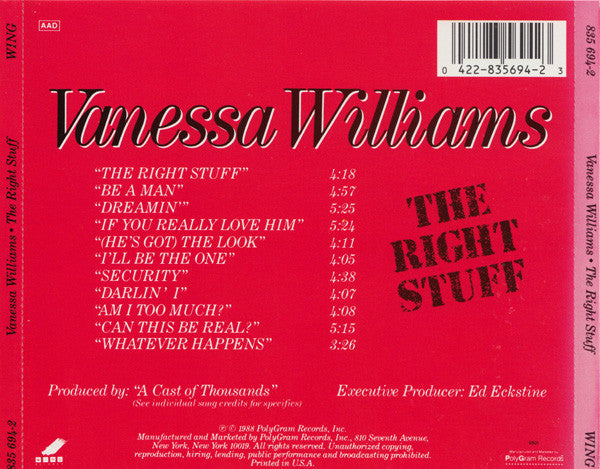 Vanessa Williams : The Right Stuff (CD, Album)