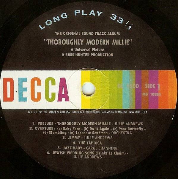 Various : Thoroughly Modern Millie (The Original Sound Track Album) (LP, Album, Mono, Gat)