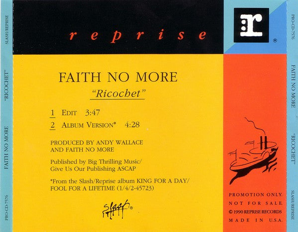 Faith No More : Ricochet (CD, Single, Promo)