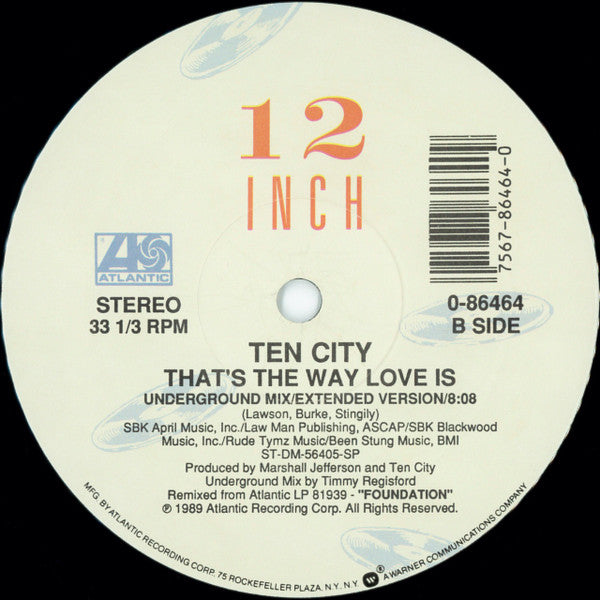 Ten City : That's The Way Love Is (12", Pic)