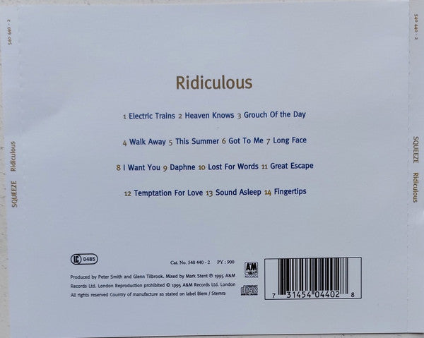 Squeeze (2) : Ridiculous (CD, Album)
