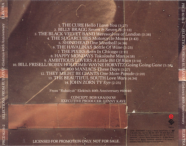 Various : Selections From Rubáiyát (Elektra's 40th Anniversary) (CD, Promo, Smplr)