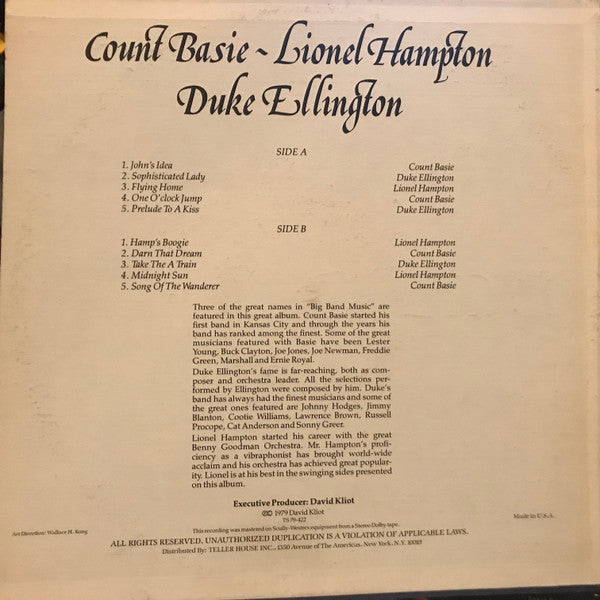 Count Basie - Duke Ellington - Lionel Hampton : Count, Duke & Hamp (LP, Comp)