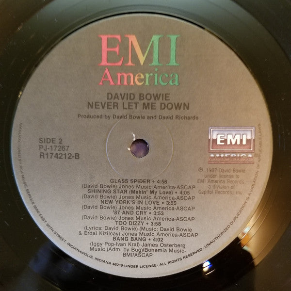 David Bowie : Never Let Me Down (LP, Album, Club, BMG)