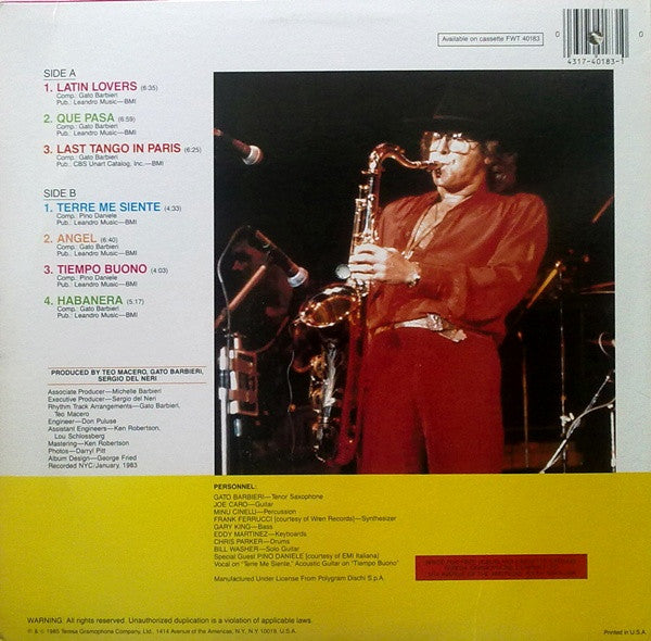 Gato Barbieri : Apasionado (LP, Album)