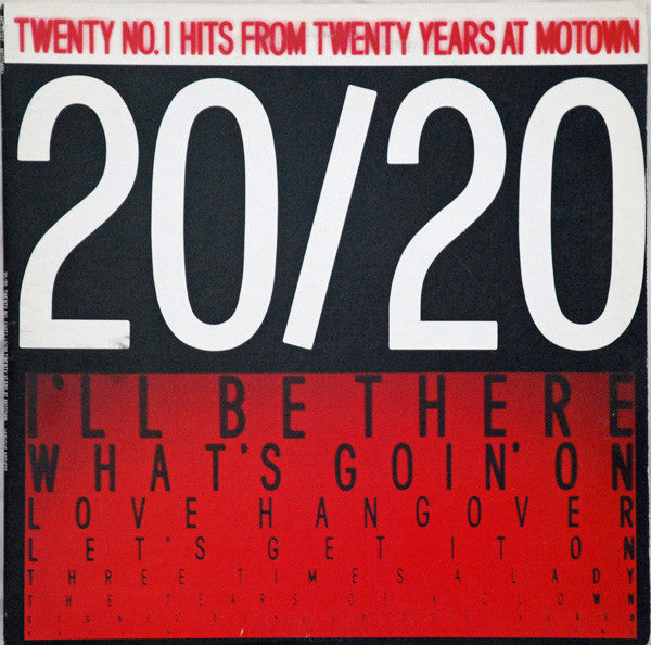 Various : 20/20 Twenty No.1 Hits From Twenty Years At Motown (2xLP, Comp)