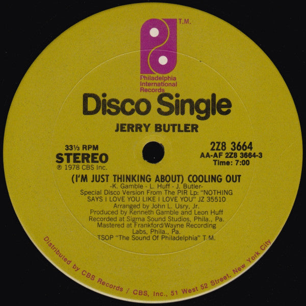 Jerry Butler : (I'm Just Thinking About) Cooling Out (12", Single)