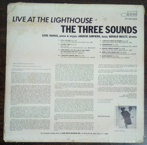 The Three Sounds : Live At The Lighthouse (LP, Album, All)