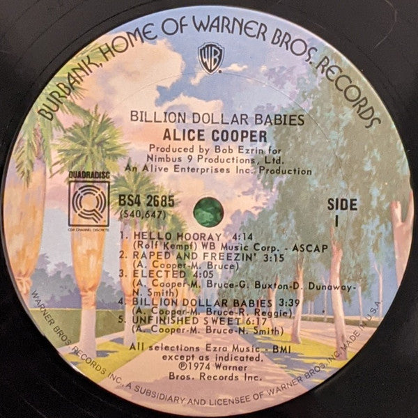 Alice Cooper : Billion Dollar Babies (LP, Album, Quad, CD4)