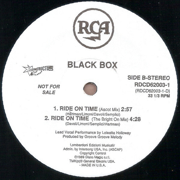 Black Box : Ride On Time (12", Promo)