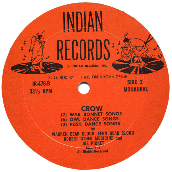 Warren Bear Cloud, Fern Bear Cloud, Robert Other Medicine, Joe Picket : 19 Crow Songs (LP, Album)