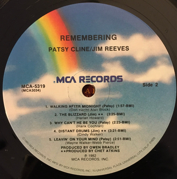 Patsy Cline & Jim Reeves : Remembering Patsy Cline & Jim Reeves (LP, Comp)
