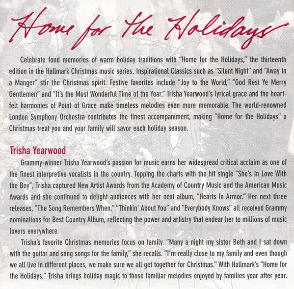 Trisha Yearwood Featuring Point Of Grace And The London Symphony Orchestra* : Home For The Holidays (CD, Album)