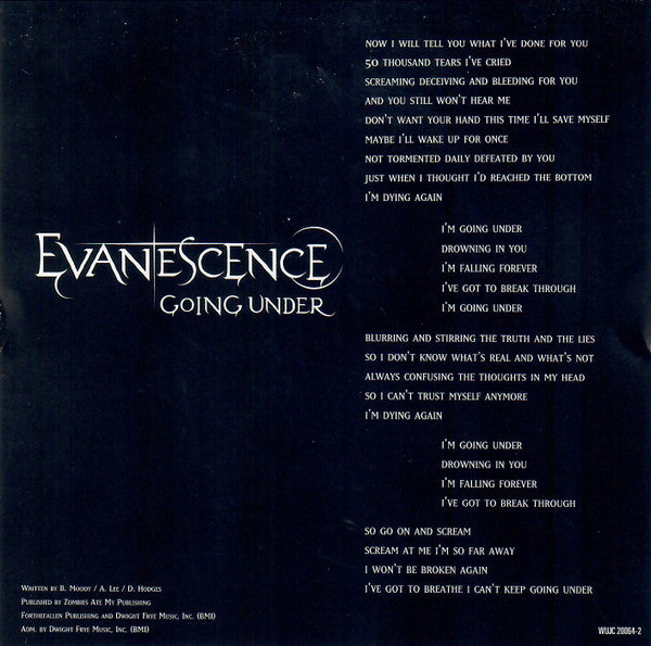 Evanescence : Going Under (CD, Single, Promo)