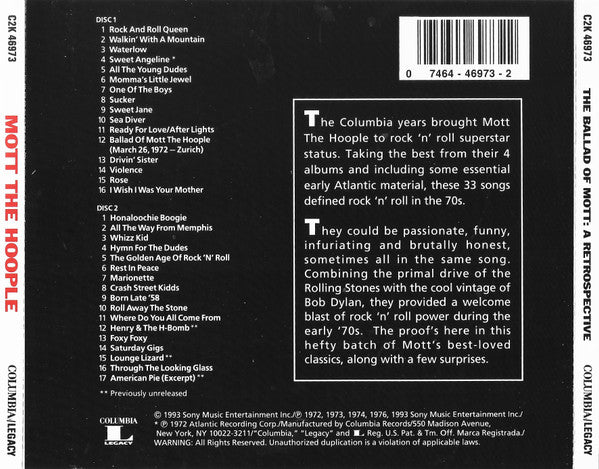 Mott The Hoople : The Ballad Of Mott: A Retrospective (2xCD, Comp)