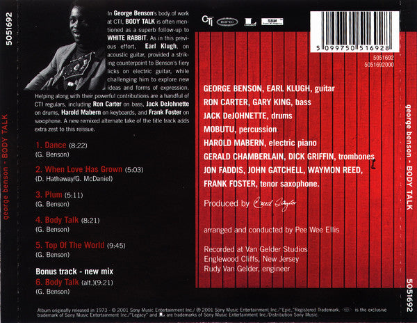 George Benson : Body Talk (CD, Album, RE, RM)