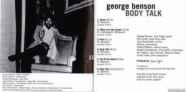 George Benson : Body Talk (CD, Album, RE, RM)