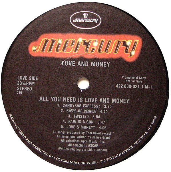 Love And Money : All You Need Is... (LP, Album, Promo)