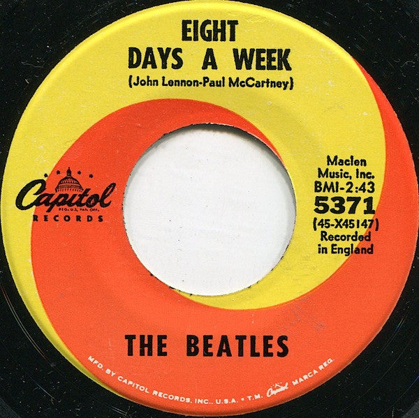 The Beatles : Eight Days A Week / I Don't Want To Spoil The Party (7", Single, Scr)