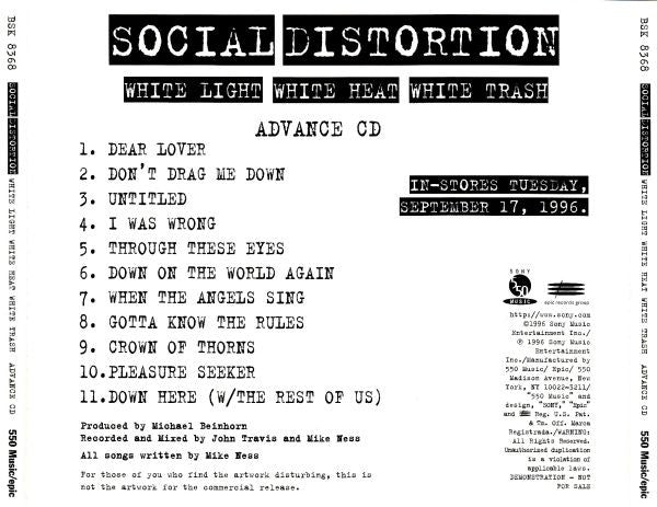 Social Distortion : White Light White Heat White Trash Advance CD (CD, Advance, Album, Promo)