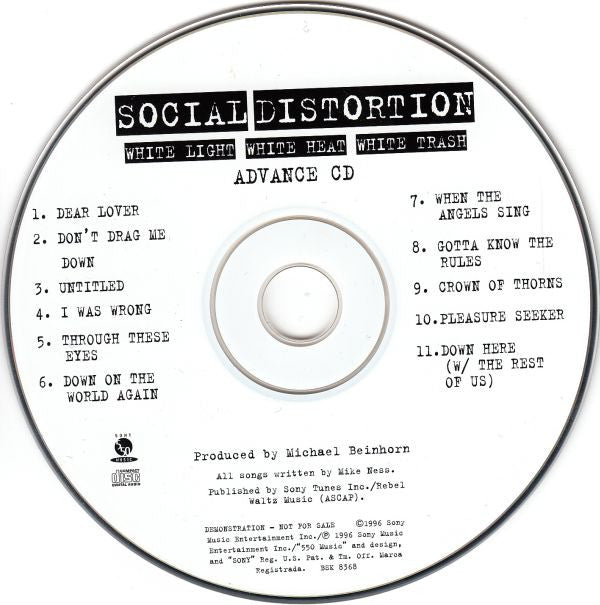Social Distortion : White Light White Heat White Trash Advance CD (CD, Advance, Album, Promo)
