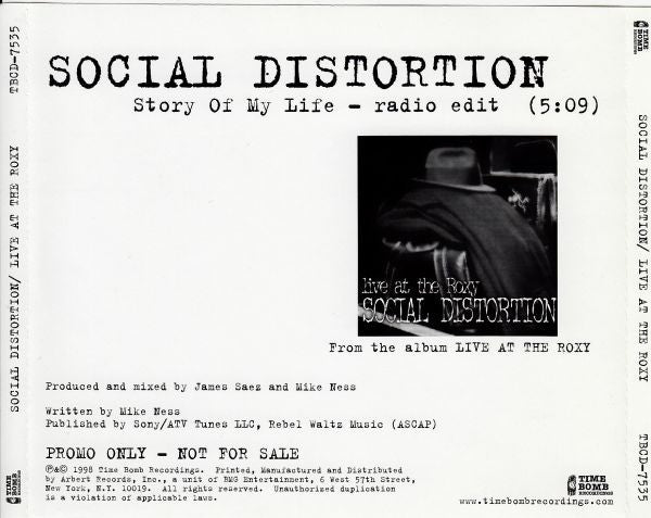 Social Distortion : Story Of My Life (CD, Single, Promo)
