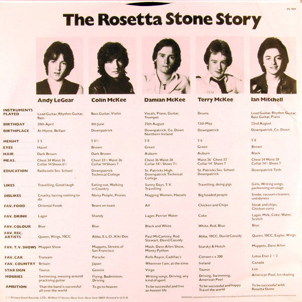 Rosetta Stone (2) : Rosetta Stone (LP, Album)