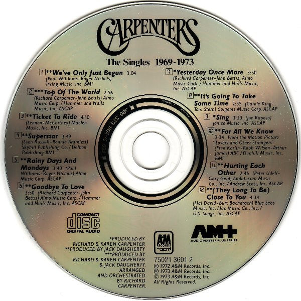 Carpenters : The Singles 1969-1973 (CD, Album, Comp, RE)