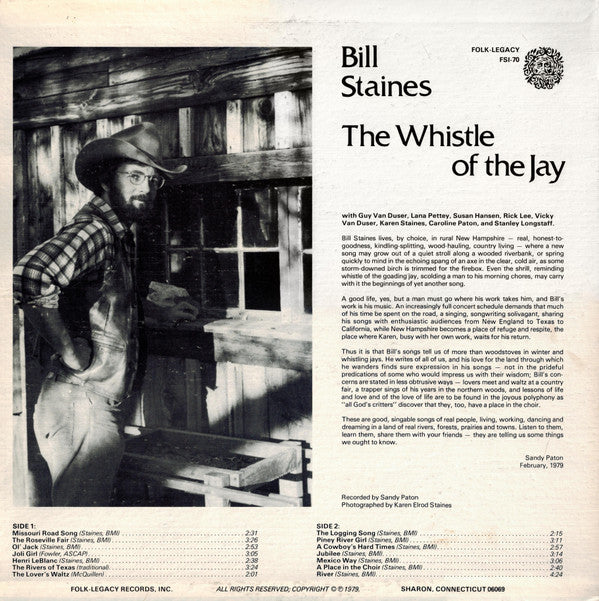 Bill Staines : The Whistle Of The Jay (LP, Album)