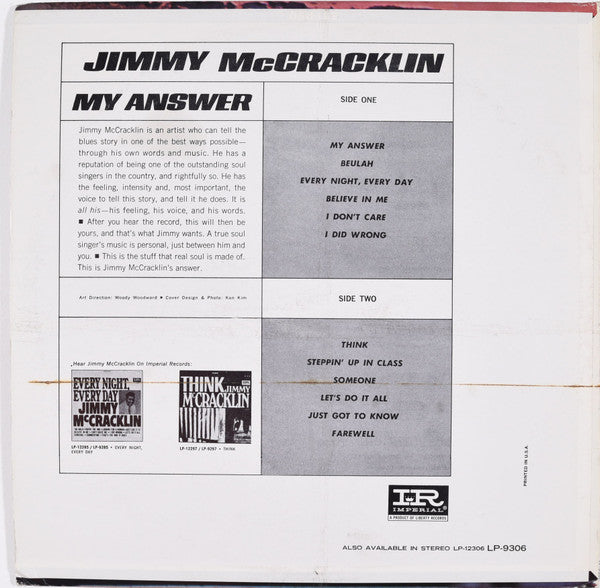 Jimmy McCracklin : My Answer (LP, Album, Mono)