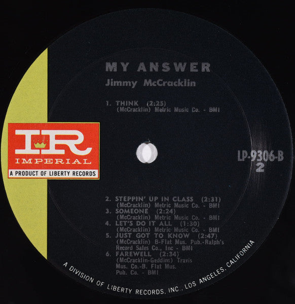 Jimmy McCracklin : My Answer (LP, Album, Mono)