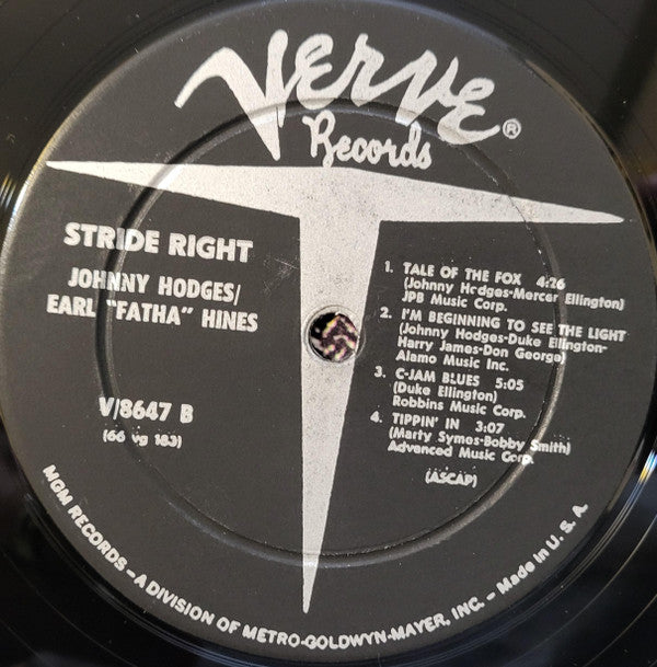 Johnny Hodges, Earl Hines : Stride Right (LP, Album, Mono)