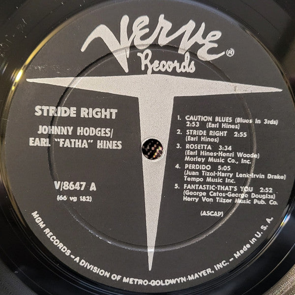 Johnny Hodges, Earl Hines : Stride Right (LP, Album, Mono)