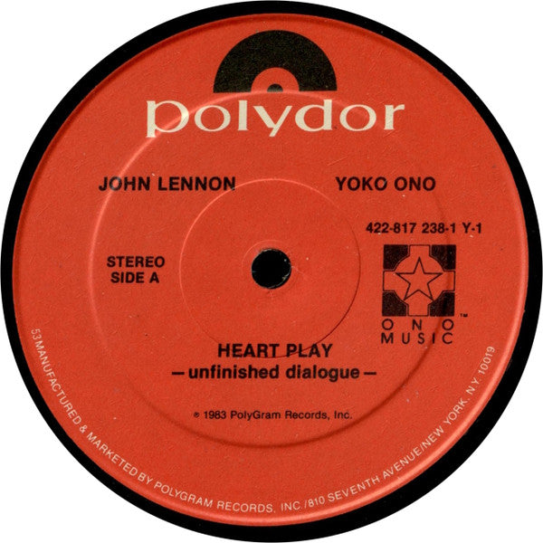 John Lennon & Yoko Ono : Heart Play: Unfinished Dialogue (LP, 53 )