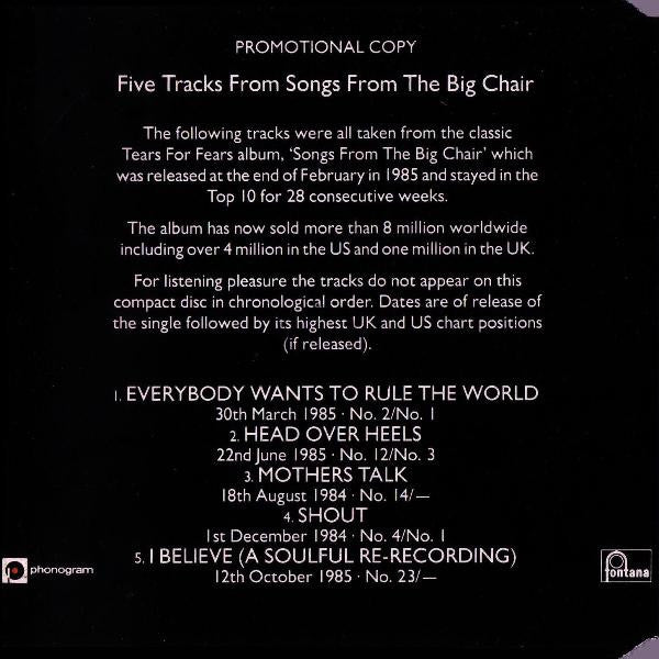 Tears For Fears : Five Tracks From Songs From The Big Chair (CD, Promo, Smplr)
