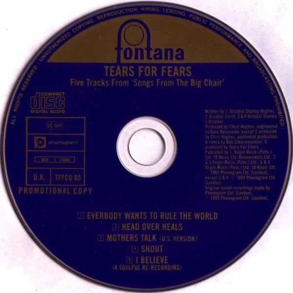Tears For Fears : Five Tracks From Songs From The Big Chair (CD, Promo, Smplr)