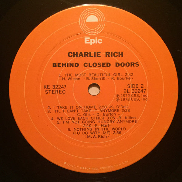 Charlie Rich : Behind Closed Doors (LP, Album, Ter)