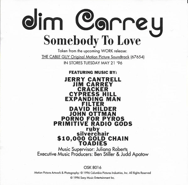 Jim Carrey : Somebody To Love (CD, Single, Promo)