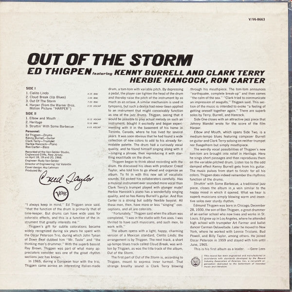 Ed Thigpen : Out Of The Storm (LP, Album, Dee)