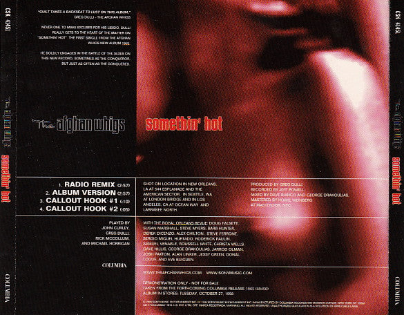 The Afghan Whigs : Somethin' Hot (CD, Single, Promo)