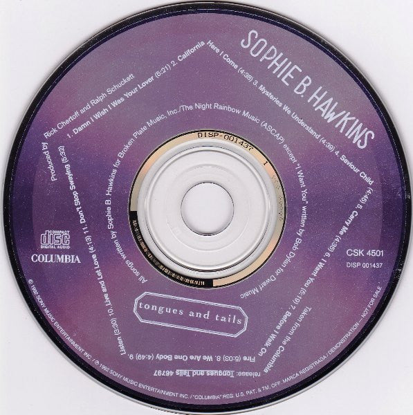Sophie B. Hawkins : Tongues And Tails (CD, Album, Promo, Dig)