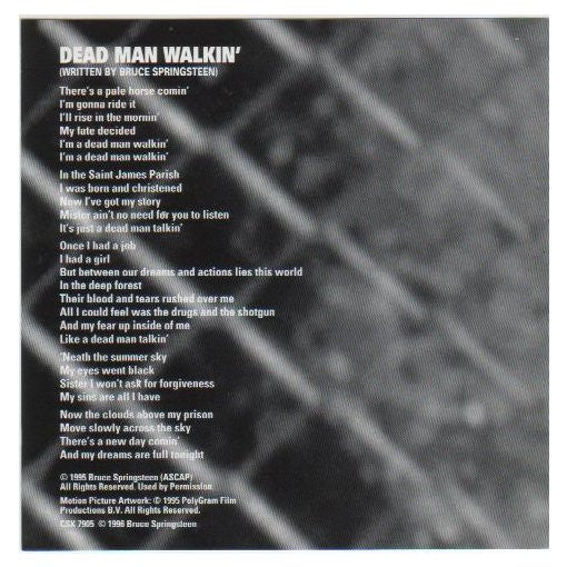 Bruce Springsteen : Dead Man Walkin' (CD, Single, Promo)