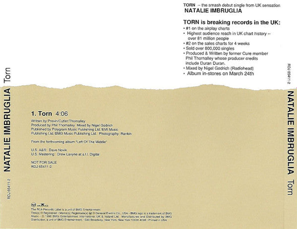 Natalie Imbruglia : Torn (CD, Single, Promo)