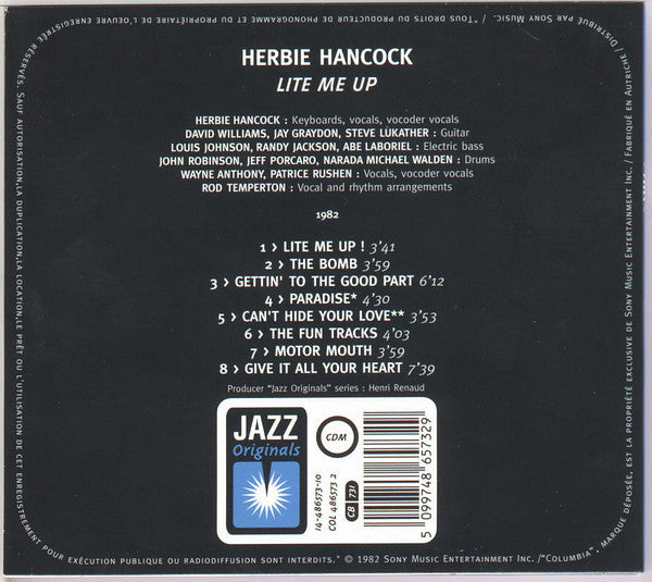 Herbie Hancock : Lite Me Up (CD, Album, RM, Dig)