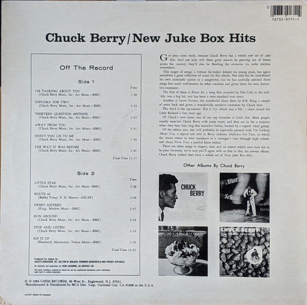 Chuck Berry : New Juke Box Hits (LP, Album, RE, Pic)